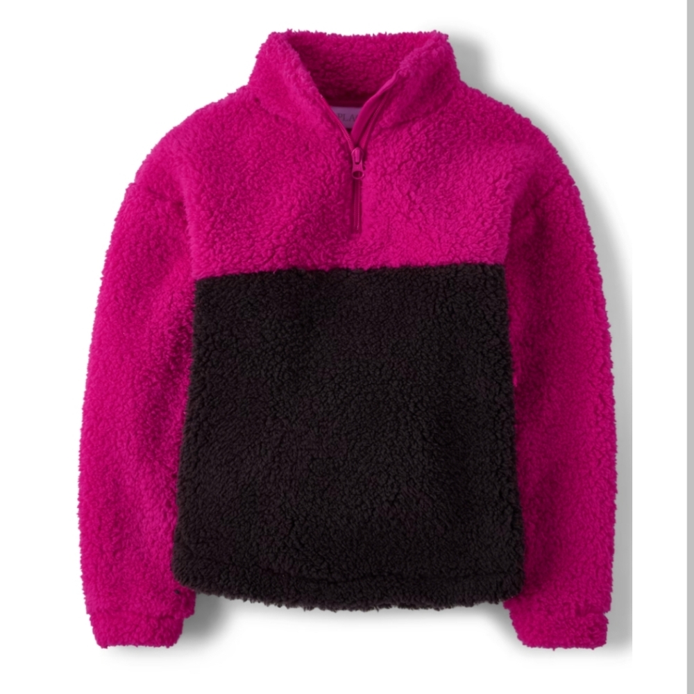 NWT Girls Children's Place Sherpa Quarter Zip Pullover, Size 16/XXL